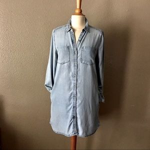 Beach lunch lounge long sleeve button up dress S